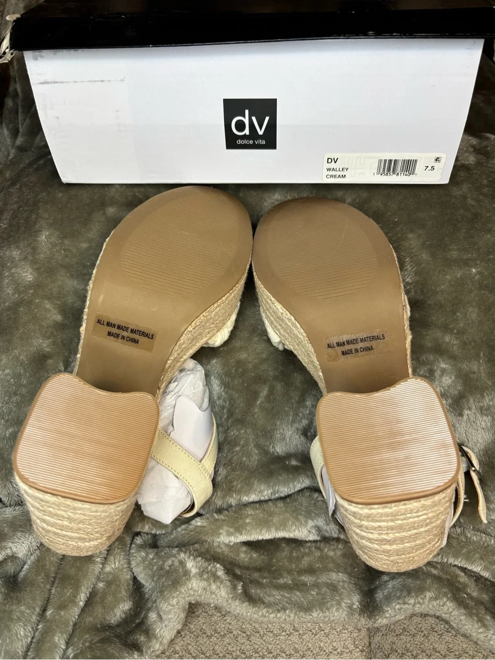 DV Dolce Vita WALLEY Platform Braided Espadrille Sandals - Cream
